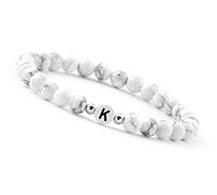 GD GOOD.designs EST. 2015 Bracelet de couple avec la lettre K | Bracelet partenaire en perles de howlite (lettre K)