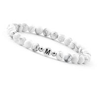 GD GOOD.designs EST. 2015 Bracelet de couple avec la lettre M | Bracelet partenaire en perles de howlite (lettre M)