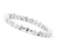 GD GOOD.designs EST. 2015 Bracelet de couple avec la lettre V | Bracelet partenaire en perles de howlite (lettre V)