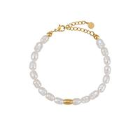 GD GOOD.designs EST. 2015 Bracelet de perles pour femmes avec de véritables perles d'eau douce - résistant à l'eau I Bracelet en plaqué or 18 carats (15-19cm) Bracelets en plaqué peau (Or)