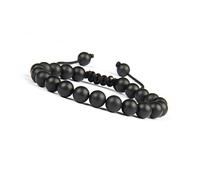 GD GOOD.designs EST. 2015 Bracelet de perles pour hommes en Agate Noire véritables - Bracelet énergétique entièrement réglable - Bracelet de boules de chakra 8mm