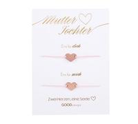 GD GOOD.designs EST. 2015 Bracelet mère-fille Set pour 2 avec bracelet cœur en or rose 18 carats I Cadeau maman - Bracelets réglables individuellement pour deux I Bijoux pour femmes