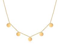 GD GOOD.designs EST. 2015 Chaîne avec plaquette Or pour femmes - imperméable | 5 Coin collier en or 18 carats | Bijoux Boho en acier inoxydable