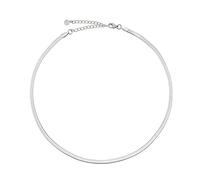 GD GOOD.designs EST. 2015 Chaîne serpent femme - collier plat sans pendentif en argent, or, or rose I chaîne serpent (3cm de large) en acier inoxydable étanche (Argent)