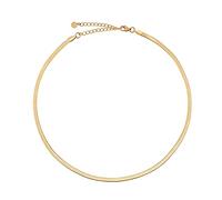 GD GOOD.designs EST. 2015 Chaîne serpent femme - collier plat sans pendentif en argent, or, or rose, noir I chaîne serpent (3mm de large) en acier inoxydable étanche (Or)