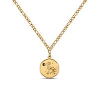 GD GOOD.designs EST. 2015 Collier en or avec pierre de naissance pour femme - Collier en or 18K avec pendentif zodiaque (Lion.)
