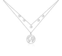 GD GOOD.designs EST. 2015 Collier globe terrestre pour femme - Résistant à l'eau - Collier monde réglable en acier inoxydable I Collier avec pendentif carte du monde en or - argent - or rose