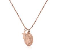 GD GOOD.designs EST. 2015 Collier Marie en Rose pour femmes - Résistant à l'eau - Collier Madonna avec petit pendentif croix en acier inoxydable I Taille réglable 42+5cm