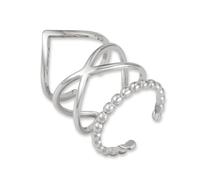 GD GOOD.designs EST. 2015 Ensemble de bagues en argent pour femmes en acier inoxydable - Ajustables et étanches - Bagues empilables en argent de 3 pièces | Incl. boîte cadeau