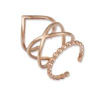 GD GOOD.designs EST. 2015 Ensemble de bagues en or rose pour femmes en acier inoxydable - Ajustables et étanches - Bagues empilables en or rose de 3 pièces | Incl. boîte cadeau