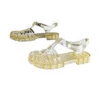 GD-SJK Sandales en Caoutchouc Unisexes - Chaussures à Boucle Transparentes Classiques pour Femmes, Gants de Plage en Cristal, 39 EU Doré