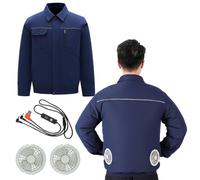GDAONUDK Veste de Travail ClimatiséE, Veste DéContractéE Refroidie Par Ventilateur, Avec 2 Ventilateurs Et 1 CâBle de DonnéEs, VêTements de Travail ClimatiséS, Piles Non Incluses(Navy blue,3XL)