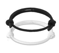 GDBAIXIMY Lot de 2 bracelets assortis pour couple de la part de sa petite amie pour lui et elle - Pour homme et femme - Tressé - Noir et blanc