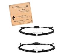 GDBAIXIMY Lot de 2 bracelets d'amitié avec croix en corde noire tissée à la main et breloque en forme de croix pour meilleure amie, bracelet porte-bonheur réglable pour homme et femme