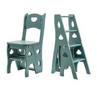 GDBTDL Escabeau Pliable 2 en 1 à 4 marches et Chaise,Tour d'apprentissage, marchepied pour Enfants, marchepied de bibliothèque, Support de présentation en Bois Massif, Support de Fleurs, 4 Niveaux