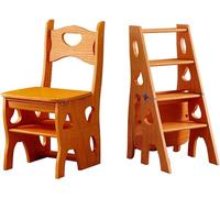 GDBTDL Escabeau Pliable 2 en 1 à 4 marches et Chaise,Tour d'apprentissage, marchepied pour Enfants, marchepied de bibliothèque, Support de présentation en Bois Massif, Support de Fleurs, 4 Niveaux