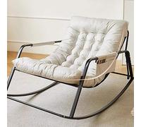 GDBTDL Fauteuil à Bascule Moderne Rembourré, Chaise Lounge Extérieur avec Accoudoirs, Dossier Réglable & Poches Latérales, Berceau Jardin Résistant aux Intempéries pour Terrasse, Balcon, Salon