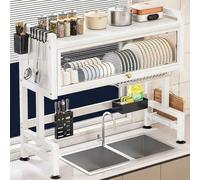 GDBTDL Grand Égouttoir à Vaisselle 3 Niveaux Métallique avec Porte Magnétique & Couvercle, Armoire de Séchage sur Évier, Organisateur Tout-en-Un Gain de Place, Rangement Anti-Rouille