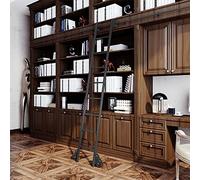 GDBTDL Rail Escamotable 1-6m pour Bibliothèque, Kit Hardware Rail Tubulaire Rond, Système Échelle Roulante Réglable pour Bibliothèque Maison, Loft, Bureau - Style Industriel (Échelle Non Incluse)