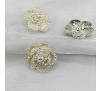 GDBZS 10 pièces 18/23mm Boutons camélia pour Tricoter Perle de Luxe perlée Noir Blanc Bouton à Tige en métal Bricolage Accessoires de Couture