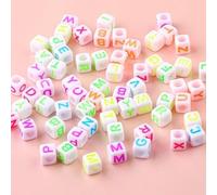 GDBZS 200PCS 6 à 12 mm de Perles de Lettres acryliques, Alphabet coloré carré et Perles de numéro pour Les projets d'artisanat pour Enfants Bracelet, Cadeaux personnalisés