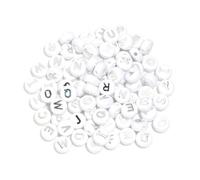 GDBZS 200pcs Couleur Perles de Lettres acryliques 10 * 6 mm Numéro à Plats Perles pour la Fabrication de Bijoux de Bricolage, Bracelet, Fabrication de Collier