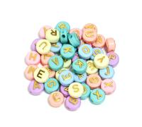 GDBZS 200pcs Couleur Perles de Lettres acryliques 10 * 6 mm Numéro à Plats Perles pour la Fabrication de Bijoux de Bricolage, Bracelet, Fabrication de Collier