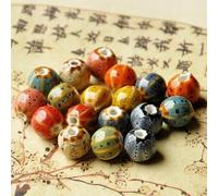 GDBZS Motif pastèque Perles en Porcelaine 12MM 60 pièces Perles en céramique Rondes Faites à la Main pour la Fabrication de Bijoux Bracelet entretoise Perle Artisanat Fabrication