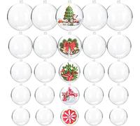Gddochn 25 Pcs Clear Plastic Fillable Ornaments, Acrylic Clear Plastic Ornaments Balls, DIY Bath Bomb Mold for Christmas, Wedding, Party, Home Decor (5 Size, 30mm, 40mm, 50mm, 60mm, 70mm)