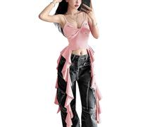 GddOGUK Hauts Dos Nu pour Femmes, Jupe à Volants, débardeur sans Bretelles, Tunique décontractée, Haut Sexy sans Bretelles, Bustier Tubulaire, Bodysui S,M,L