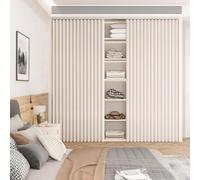 GDDUOYUE Rideau d'Armoire en Toile de Lin avec Piste Adhésive - Rideau Anti-Poussière et Rideau de Confidentialité pour Rideau pour Placard Dressing, Installation sans Perçage,A,W47in/H71in