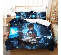GDEKCIEAS Détective Conan 3D Imprimé Anime Housse De Couette pour Adultes Et Enfants Housses De Couettes Parure De Lit Microfibr E avec Fermeture À Glissière avec Taies 3 Pièces Single（140x200cm）