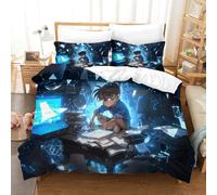 GDEKCIEAS Détective Conan pour Adultes Et Enfants Housse De Couette 3D Imprimé Anime Housses De Couettes Parure De Lit Microfibr E avec Fermeture À Glissière avec Taies 3 Pièces Double(200x200cm)