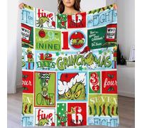 GDEKCIEAS Grinch, imprimé Noël Couverture 3D Impression en Flanelle Polaire Jeté Doux Et Chaud pour Canapé Lit Convient,Maison Bureau Chambre Cadeau D’Anniversaire 60x80inch(150x200cm)