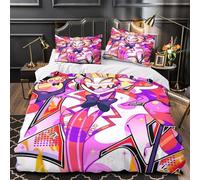 GDEKCIEAS Hazbin Hotel pour Adultes Et Enfants 3D Imprimé Comic Cartoon Housses De Couettes Housse De Couette Microfibr Parure De Lit E avec Fermeture À Glissière avec Taies 3 Pièces King（220x240cm）
