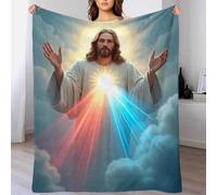 GDEKCIEAS Thème Religieux pour Jésus-Christ Canapé Lit Polaire en Flanelle 3D Jeté Doux pour Adultes Couverture Polaire Enfants Article Cadeau,Maison Chambre Sofa Voyage 50x60inch(127x152cm)