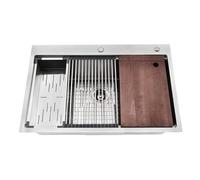 Gdetnysty 304 Évier de cuisine en acier inoxydable - Évier encastré avec grille inférieure - Évier de cuisine - En acier inoxydable - Drop-in - 83 cm - Drop in Statio de travail - Pour station de