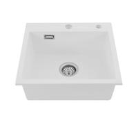 Gdetnysty 50 x 45 cm - En pierre de quartz - Évier de cuisine encastrable - Avec bonde - Montage en saillie - Rectangulaire - Avec protection anti-débordement - Silencieux - Pour plan de travail de