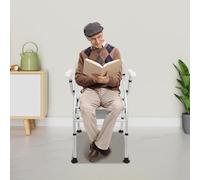 Gdetnysty Chaise percée pliante avec accoudoirs et hauteur réglable sur 5 niveaux - Charge maximale : 150 kg - Pour personnes âgées, salle de soins incontinence, restriction de mobilité - Gris