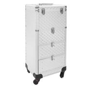 Gdetnysty Chariot de maquillage sur roulettes avec 3 tiroirs en alliage d'aluminium poignée réglable 4 roues pour maquilleur salon professionnel organisateur de rangement, Motif cubes d'eau, 34*27