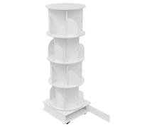 Gdetnysty Étagère à livres rotative à 4 niveaux - Roulement en bois massif - Rotative à 360° - Avec roues universelles - Charge maximale : 35 kg - Pour salon, chambre d'enfant, bureau - Blanc