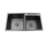 Gdetnysty Évier de cuisine double multifonction en acier inoxydable - Rectangulaire - 75 x 40 cm - Encastrable - Avec isolation acoustique - Protection contre la condensation et trous de débordement