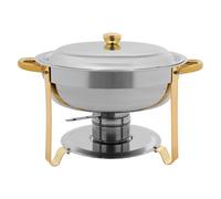 Gdetnysty Lot de 4 ustensiles de buffet en acier inoxydable de 4,5 l avec couvercles, bacs à eau, porte-brûleurs, cadre stable en acier inoxydable, pour restauration, restaurant, fête (doré)