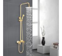 Gdetnysty Système de douche - Panneau de douche - Douchette à main - Douche à effet pluie - En laiton doré - Mitigeur avec buses en silicone - Pour hôtels, centres de bain, piscines, salles de sport