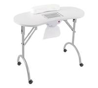 Gdetnysty Table de manucure pliable avec aspirateur intégré, ventilateur intégré et 3 sacs à poussière, construction en métal robuste, capacité de charge de 30 kg, pour salon de beauté (blanc)