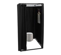 Gdetnysty Vestiaire portable - Armoire autonome - 100 x 100 x 200 cm - Pour 3 à 4 personnes - Opaque - Rideau en lin - Pliable - Peu encombrant - Montage facile - Transport - Construction stable (noir