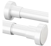 GDEVKHN 1 tringle à rideau de douche extensible sans perçage en acier inoxydable pour placard, salle de bain, balcon, rideau de douche (185-250 cm, φ25 mm, blanc)