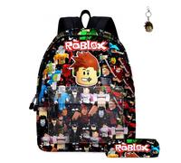 GDFENDU Lot de 2 sacs à dos de jeu d'anime avec porte-clés, 40,6 cm mignon imprimé 3D cartable grande capacité pour garçon et fille, C, 16in