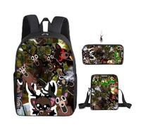 GDFENDU Lot de 3 sacs d'école légers avec porte-clés - 40,6 cm - Imprimé 3D - Grande capacité - Cadeau de voyage et d'anniversaire., E, One Size, Sac à dos Anime
