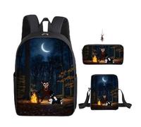 GDFENDU Lot de 3 sacs d'école légers avec porte-clés - 40,6 cm - Imprimé 3D - Grande capacité - Cadeau de voyage et d'anniversaire., J, One Size, Sac à dos Anime